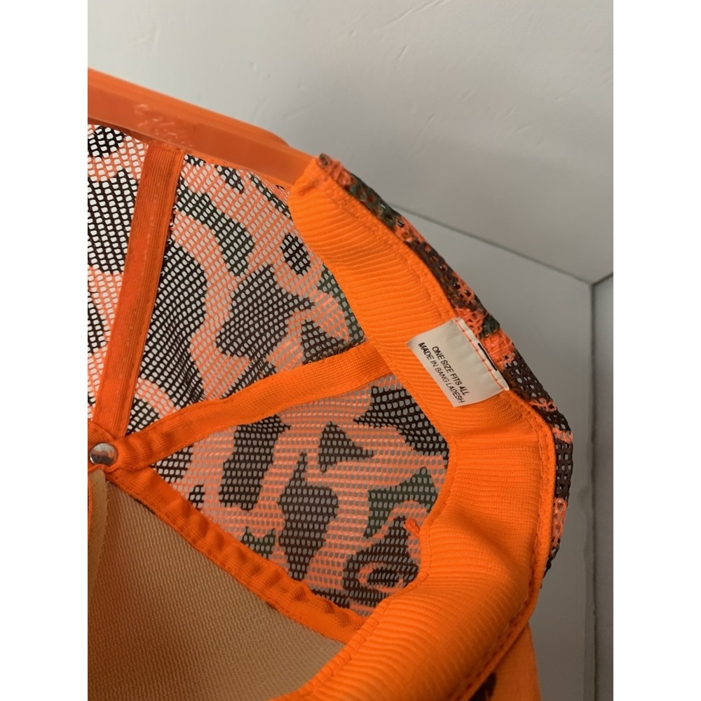 Vintage Orange Camouflage Antelope Trucker Hat Mesh Back Adjustable Men Hunting - Picture 4 of 5